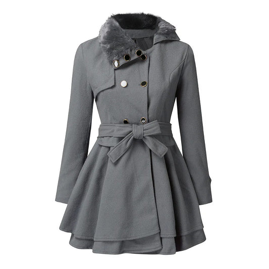 Sophie - Elegant Trench Coat with Fur Details