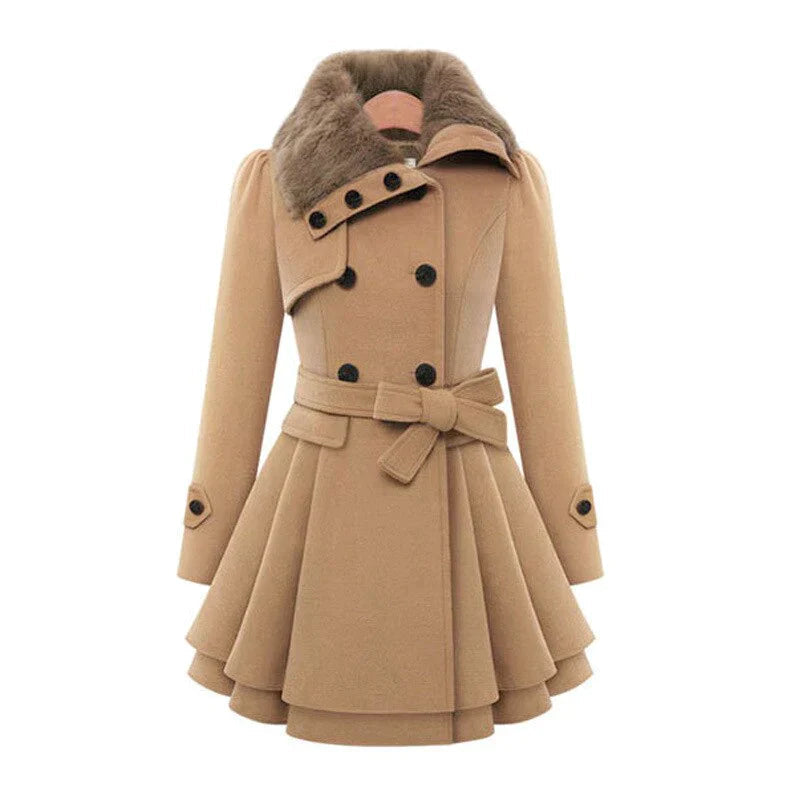 Sophie - Elegant Trench Coat with Fur Details