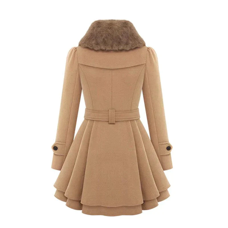 Sophie - Elegant Trench Coat with Fur Details