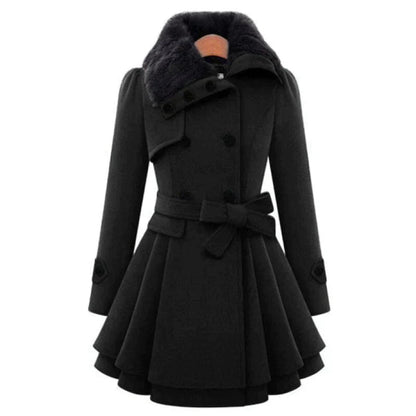 Sophie - Elegant Trench Coat with Fur Details