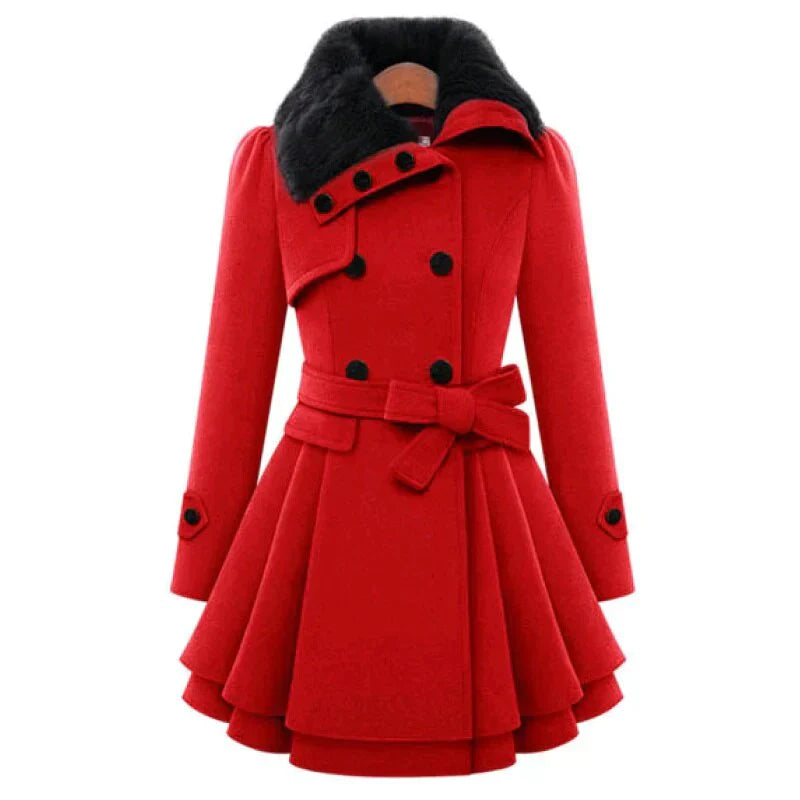 Sophie - Elegant Trench Coat with Fur Details