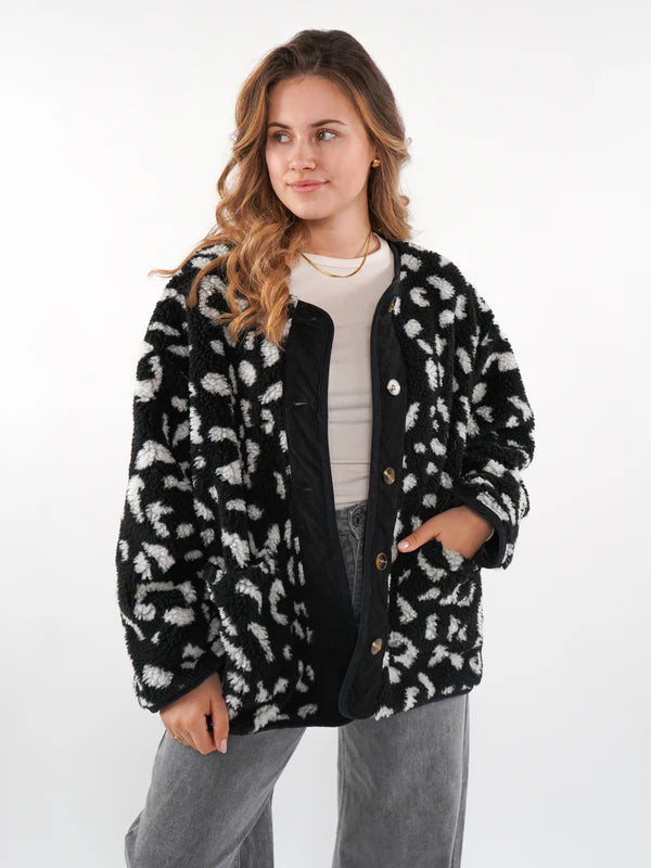 Rosie - Cozy Oversized Anthracite Teddy Jacket