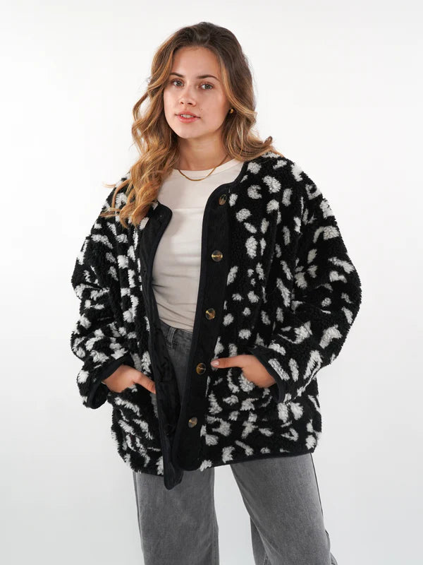 Rosie - Cozy Oversized Anthracite Teddy Jacket