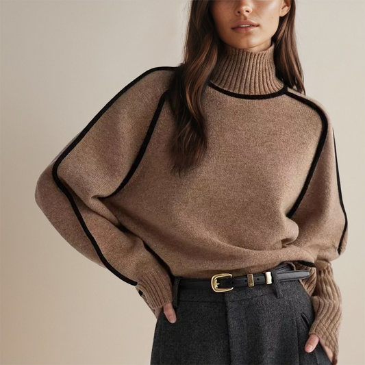 Jane - Ribbed Knit Sweater with High Collar