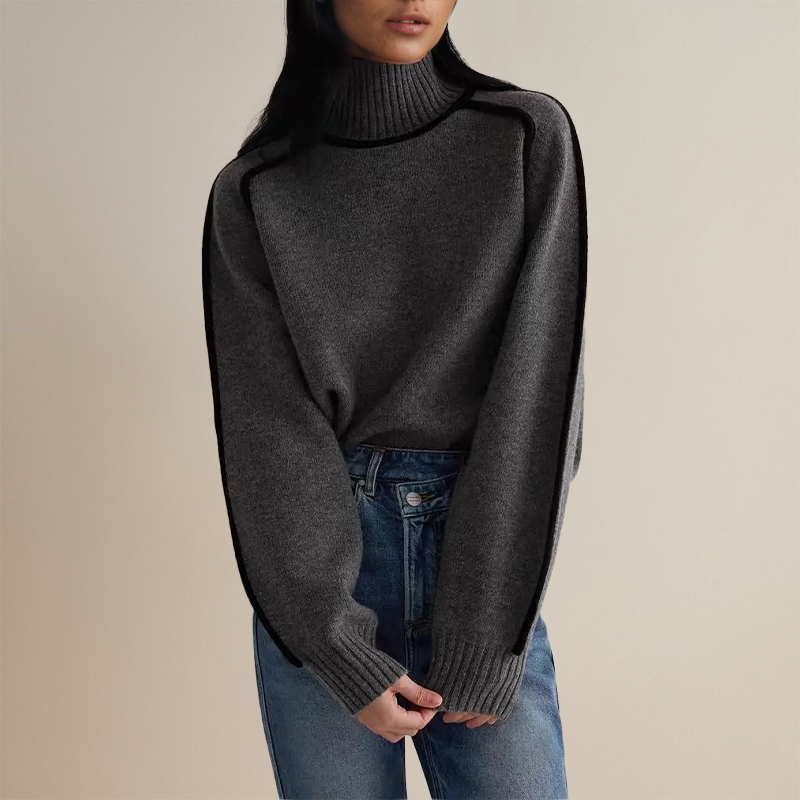 Jane - Ribbed Knit Sweater with High Collar