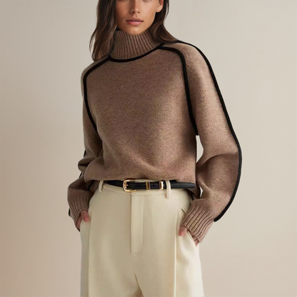 Jane - Ribbed Knit Sweater with High Collar